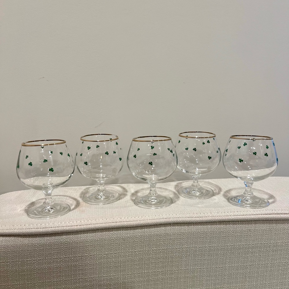 Shamrock Brandy Drinking Glasses